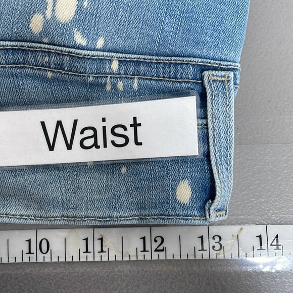 Level 99 Jeans Ankle Raw Hem Splatter Blue Medium Wash Denim Size 28 - Picture 12 of 14